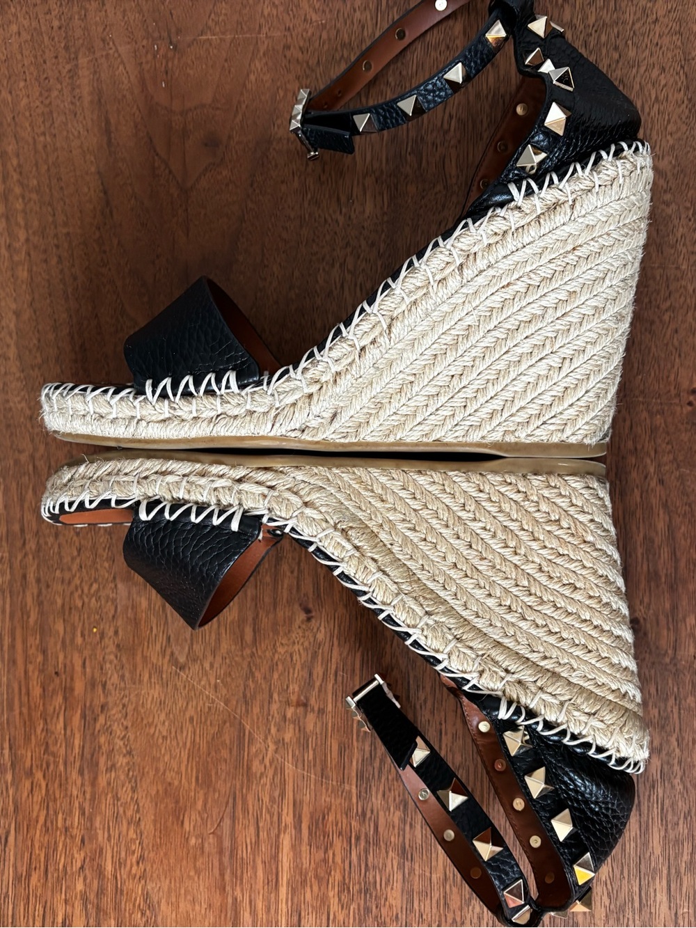 Valentino Garavani Rock Stud Leather Wedge Sandals 37(7) Price is firm - Picture 6 of 13